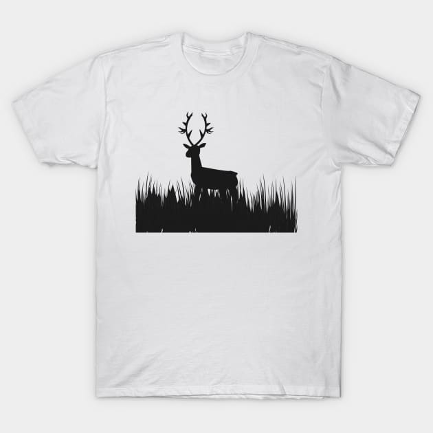 grass deer in the night T-Shirt by asepsarifudin09